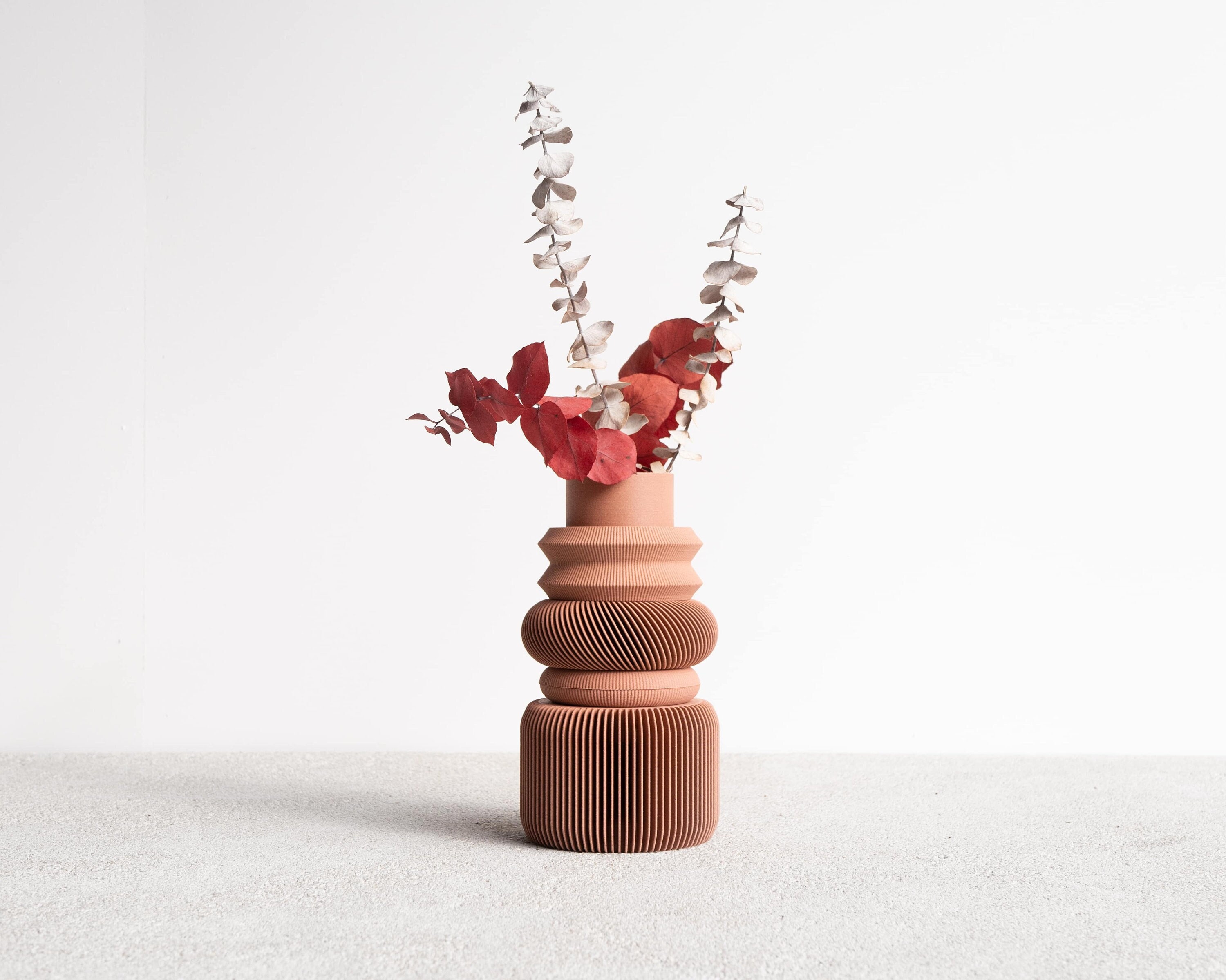 Vase Nu Modulaire Terracotta - Parfait Pour Fleurs Séchées