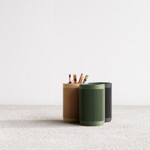 Pen holder Japan / Desk organizer printed in wood / Original gift her or him Green wood