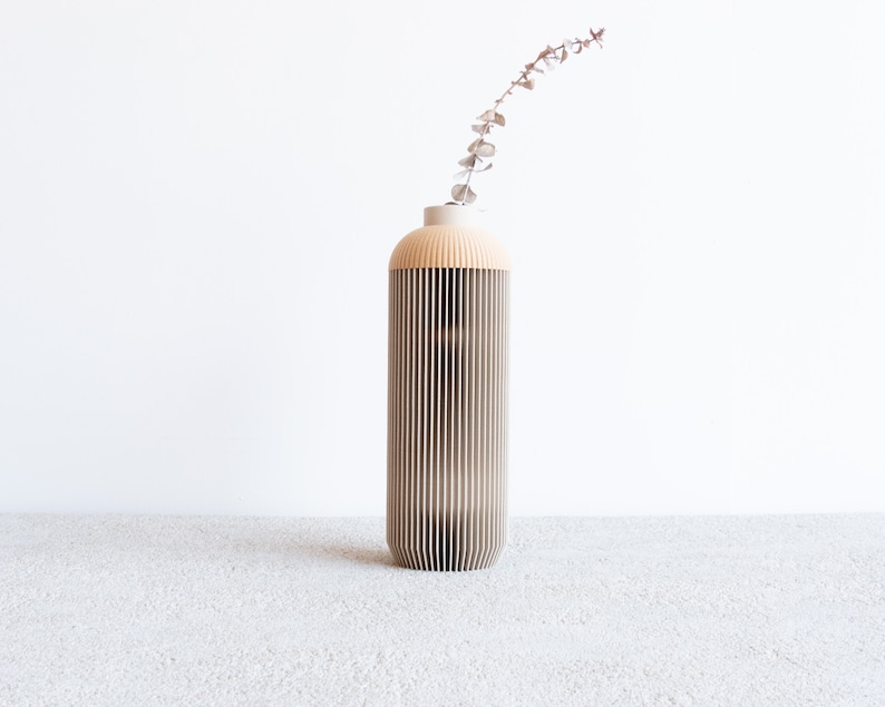 ONDE Vase Natural and Mist White Minimalist wooden vase perfect for fresh or dried flowers zdjęcie 2