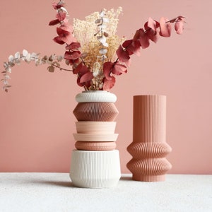 Terracotta and pink Modular Vase AMA perfect for dried or fresh flowers image 4