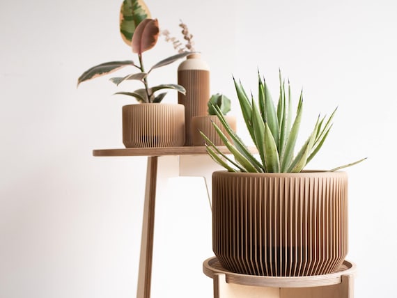 Grand cache-pot design bois PRAHA parfait pour plantes vertes - Etsy France