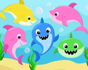 baby shark clipart etsy