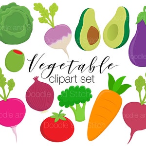 Vegetable Clipart Set, Veggie Clip Art Pictures, Veg Vector Illustrations, Cute Vegetables
