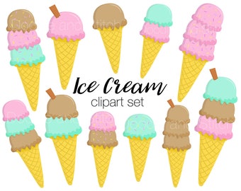 Ice Cream Clipart Illusrations, Fun Icecream Clip Art Pictures, Cute Ice Creams, Summer Clipart Designs