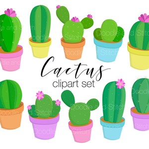 Kaktus-Clipart-Set, niedliche Kakteen Illustrationen, hübsche Kaktus ClipArt Designs, Sukkulente Vektor-Bilder