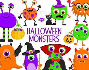 ハロウィン モンスター クリップアート イラスト、かわいいモンスター