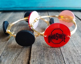 Ohio State Wire Wrapped Bangle, Bracciale, Filo braccialetto, Bourbon e Boweties Ispirato