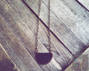 Distressed black and brown leather necklace, leather pendant necklace, distressed leather, essential oil diffuser, gift for her