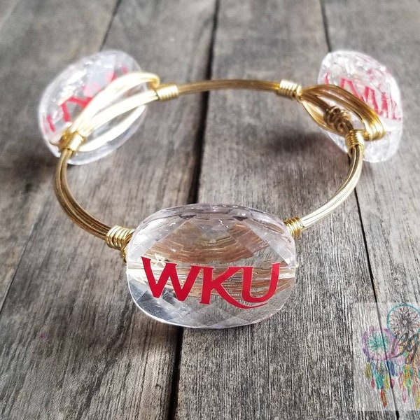 Western Kentucky University Wire Wrapped Bangle, Bracelet, Bourbon and Bowties Inspired