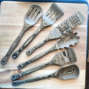 Pakkawood Colorful Kitchen Utensils, kitchenware, Wooden spoon, wooden Spatula, cooking utensils, baking utensils,