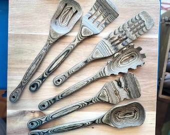 Pakkawood Colorful Kitchen Utensils, kitchenware, Wooden spoon, wooden Spatula, cooking utensils, baking utensils,