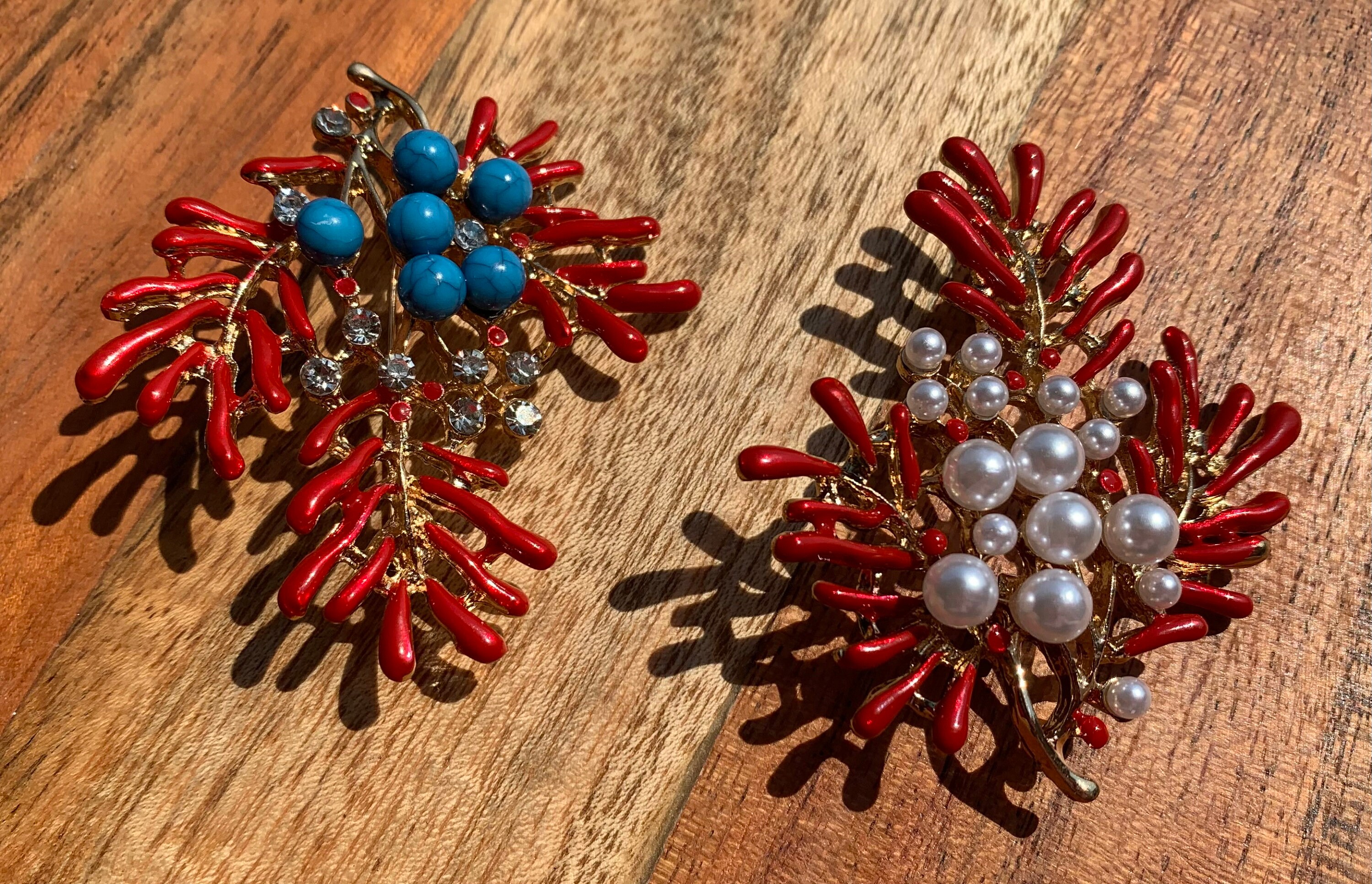 Red Coral Brooch - Etsy