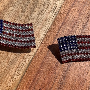 USA Flag Brooch, rhinestone pin, red white and blue, patriotic, American , pride