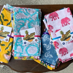 Hand Blocked 100% Cotton Napkins bundles handcrafted reusable sustanable