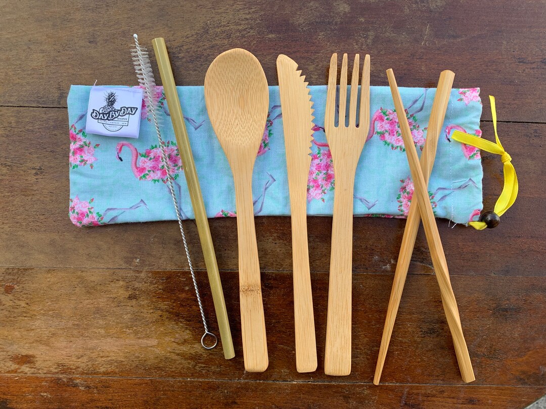 Bamboo Utensils Set, Take Out, Leftovers, Lunchroom, Togo, Sustainable
