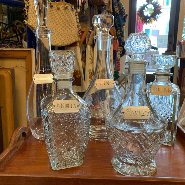 Etichetta decanter / bottiglia, tequila, rum, brandy, vodka, gin, bourbon, whisky, scotch, bar, baristi, vibrazioni vintage, ispirazione retrò, decanter