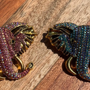 Elephant Brooch, pink elephant, blue elephant, lucky, rhinestones, jeweled , prom, wedding , black tie event