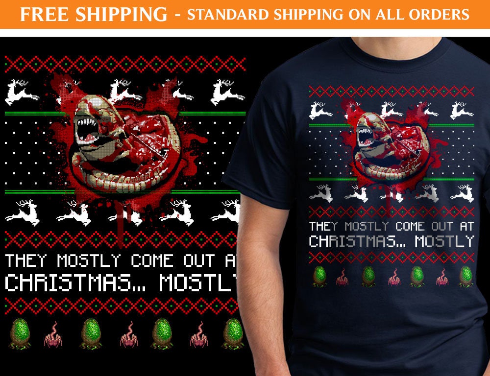 Alien Chestburster Ugly Sweater T Shirt Xmas198 Free Etsy