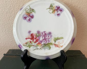 Vintage Porcelain Trivet - Grape Pattern Round Trivet