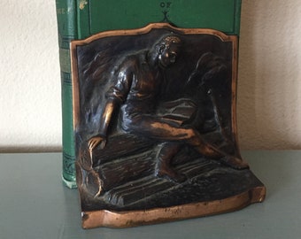 Vintage Single Bookend - Abe Lincoln Copper Finish Metal Bookend