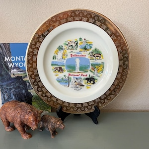 Vintage Yellowstone National Park Souvenir Plate: Cabin Decor