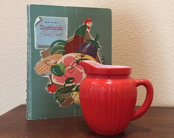 Hazel Atlas Gay Rainbow Ribbed Orange Creamer / 1940s