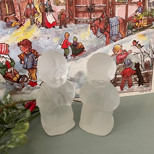 Vintage Goebel Frosted Glass Praying Children Figurines - Germany