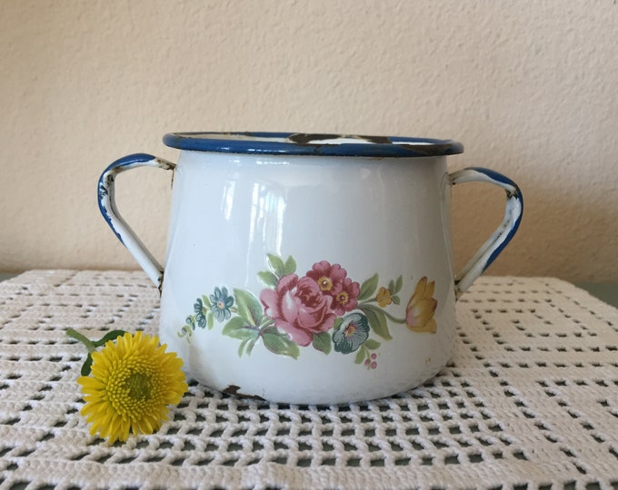 Vintage Cinsa Enamelware Saltillo, Mexico Vintage Enamelware Sugar Bowl