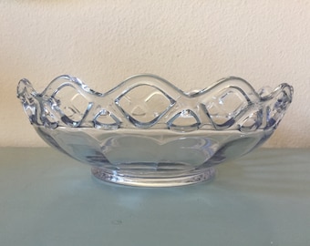 Imperial Glass Crocheted Crystal Vintage Bowl - Lace Edged Centerpiece Bowl