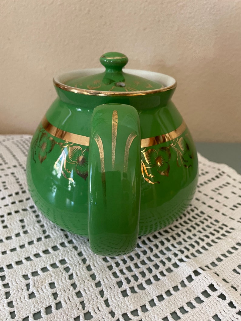Vintage Hall Teapot Hall Green and Gold 8 Cup Teapot Etsy