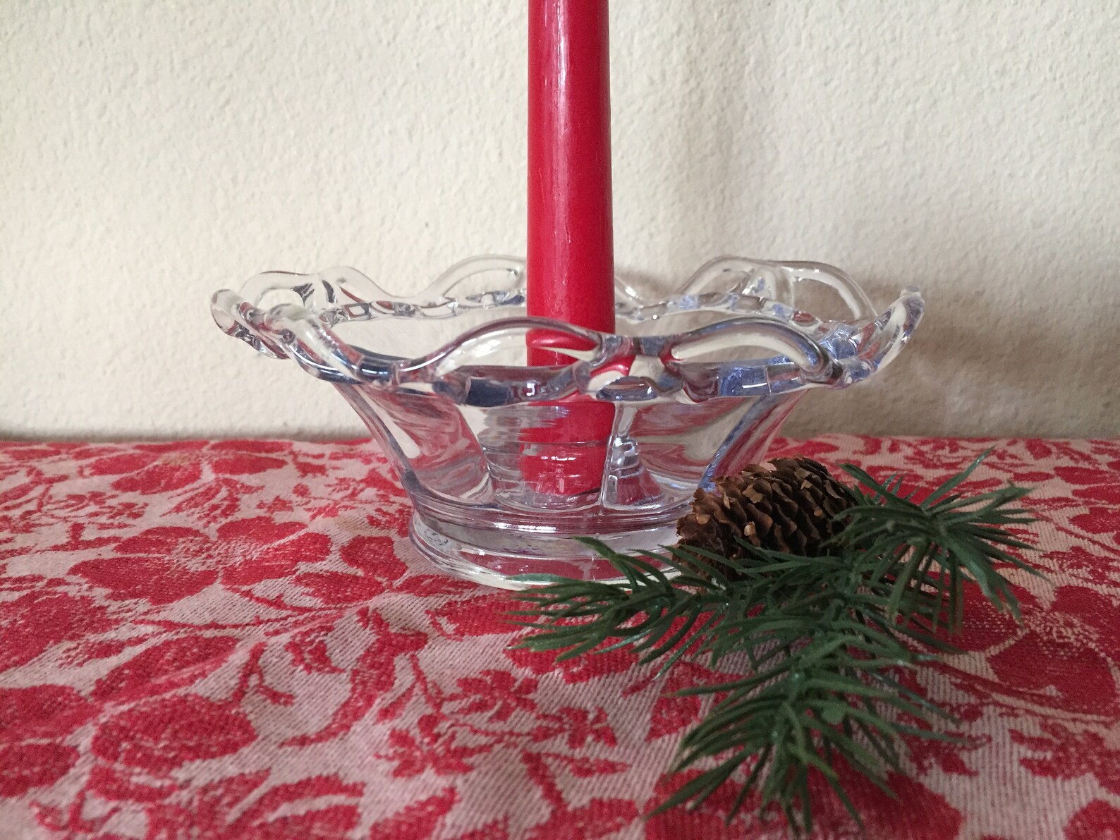 Imperial Glass Crocheted Crystal Candle Holder Vintage Etsy