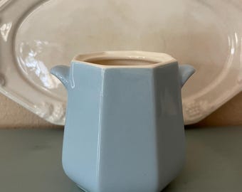 Vintage Sugar Bowl with Handles - Powder Blue Octagonal Paneled Tableware