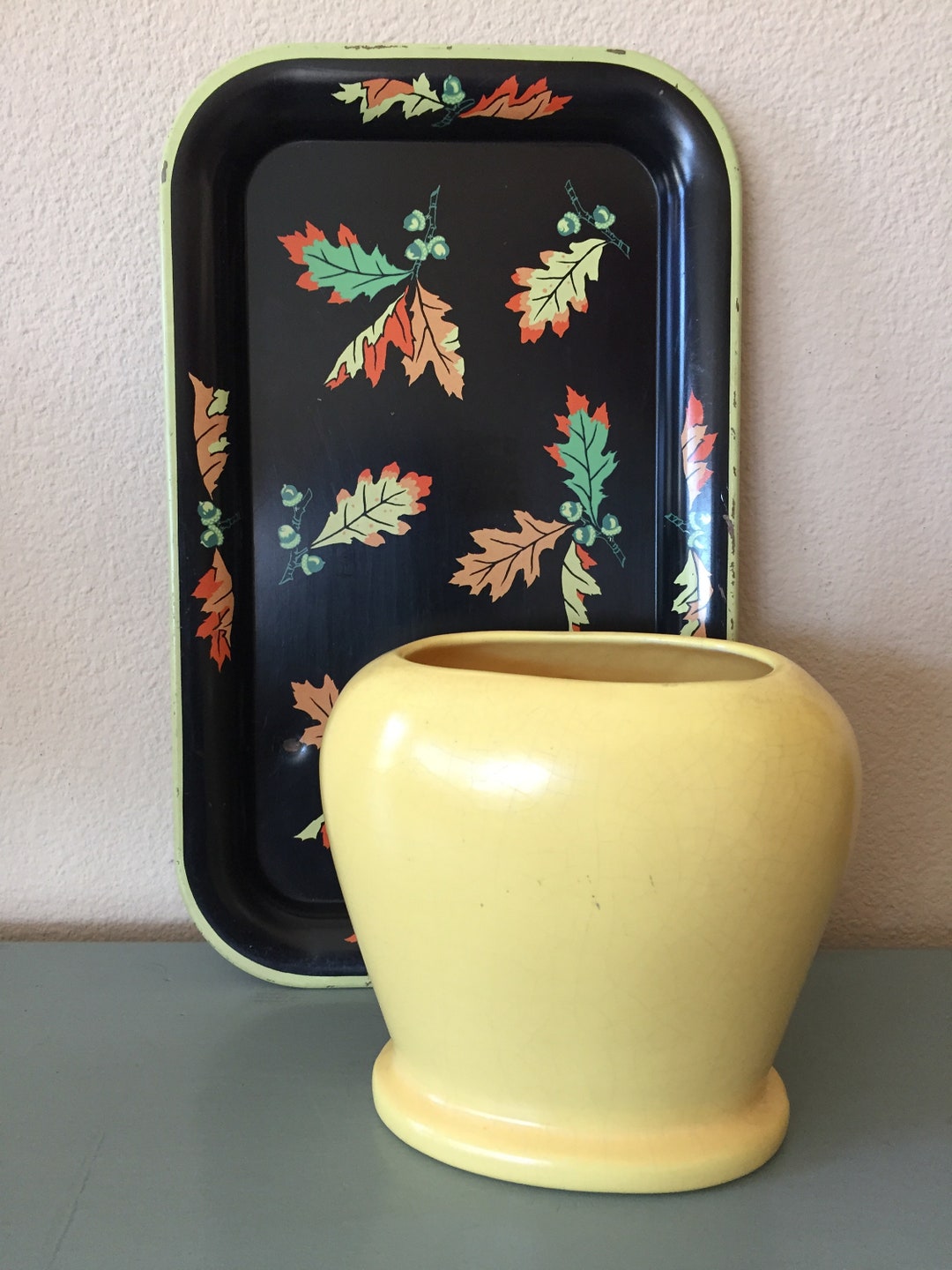 Vintage Yellow Pottery Vase Soft Yellow Oval Vintage Vase Vintage Yellow Vase Etsy