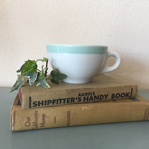 Vintage Syracuse China Tea or Coffee Cup - Syracuse China Cup with Mint Green Band - Vintage Restaurant Ware - Vintage Cafe China