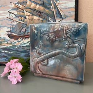 Mid-Century Cherry Blossom Pottery Planter - Vintage Rectangular U.S.A. Planter