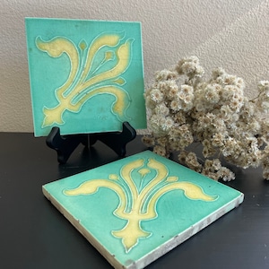 Vintage Tiles - Vintage Art Nouveau Style Tiles - Set of 2