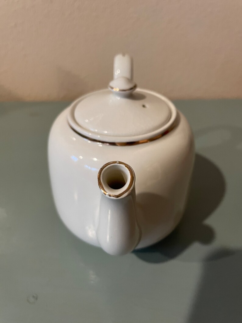 Vintage White and Gold Small Teapot Single Serve White Etsy