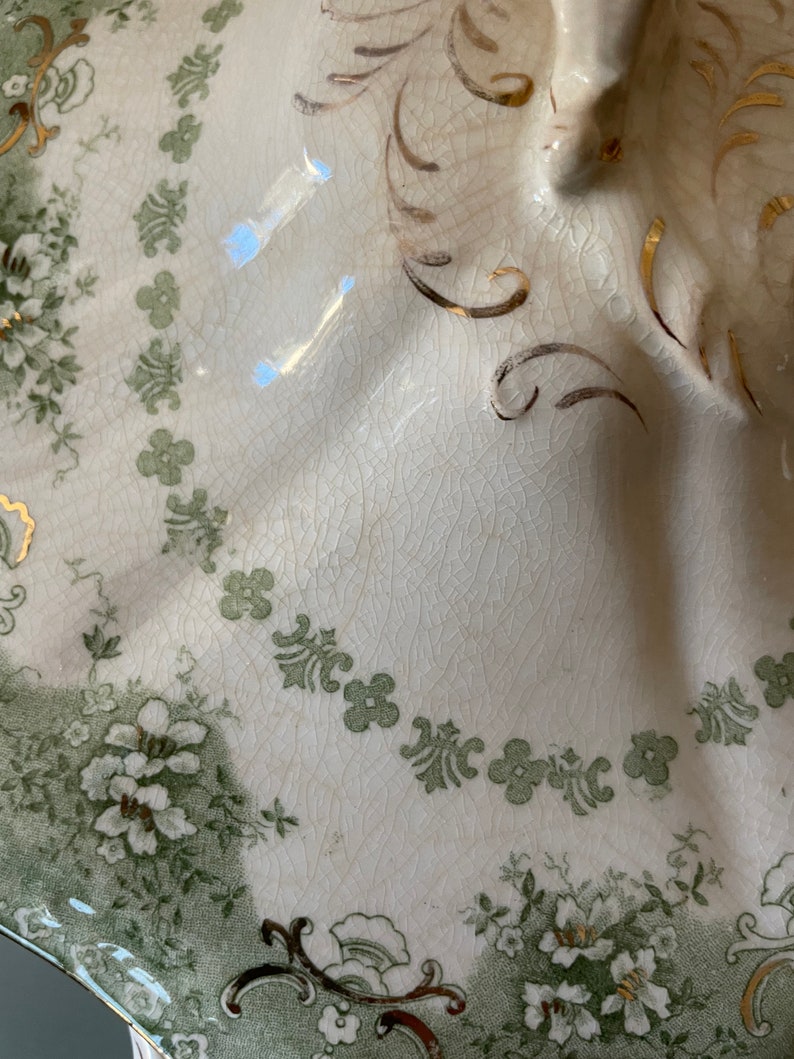 T & R Boote Green and Gold Transferware Covered Dish - Etsy