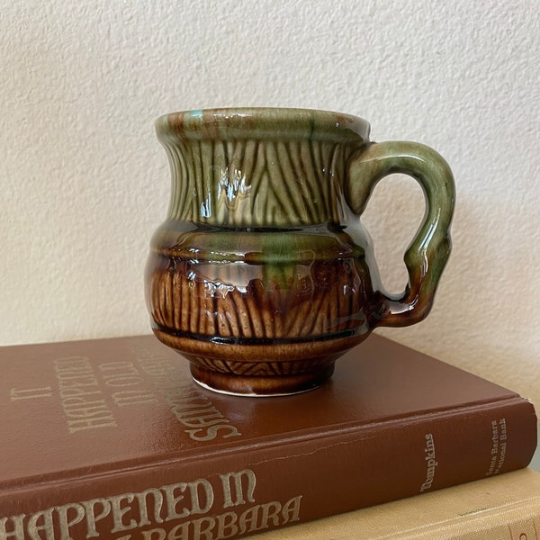 Vintage Drip Glaze Coffee Mug - Brown and Green Drip Glaze Vintage Mug - Vintage Pottery Coffee Mug