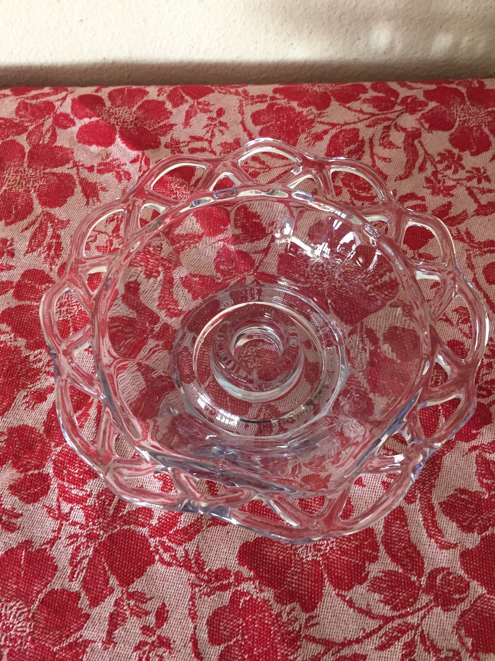 Imperial Glass Crocheted Crystal Candle Holder Vintage Etsy