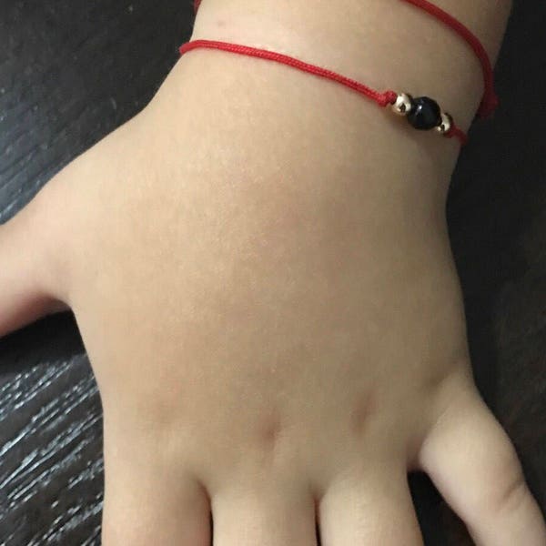 Azabache kids -NO fade GOLD FILLED- protection from evil eye -red string - red cord bracelet - mal de ojo - evil eye bracelet- baby azabache