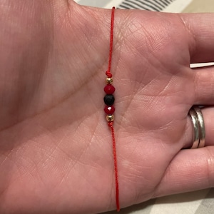 Dainty Azabache with red beads mal de ojo bracelet evil eye bracelet gold filled beads will not fade