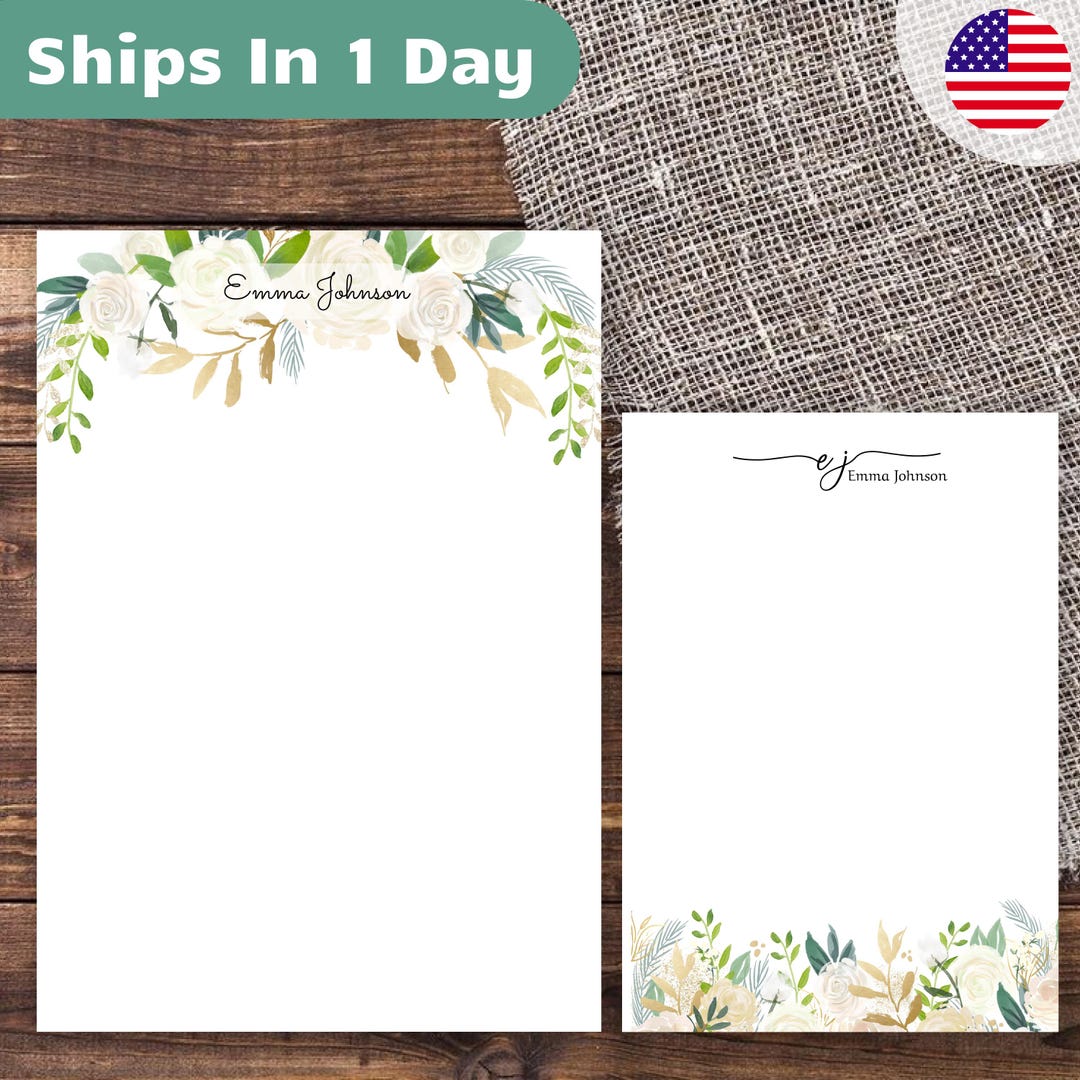 Personalized Floral Notepad: Custom Stationery With Name & Initials - Etsy