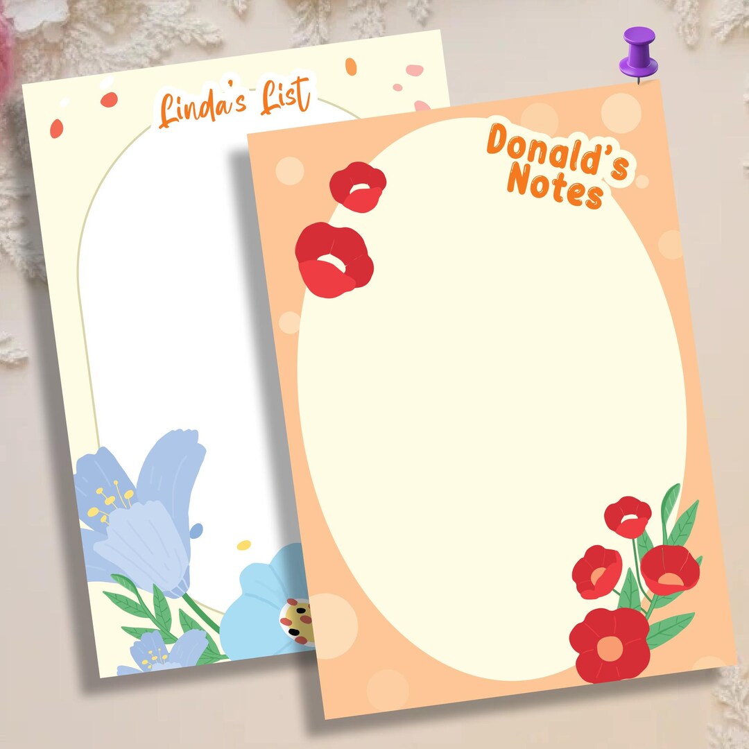 Personalized Floral Notepad – Custom Name Stationery, Cute Flower ...
