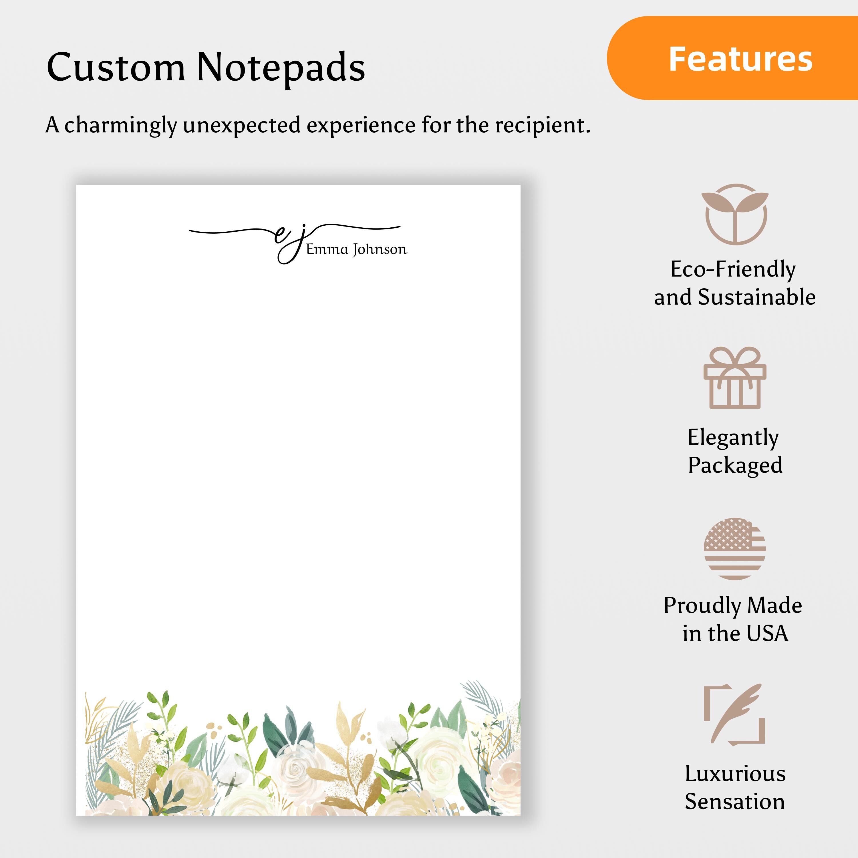 Personalized Floral Notepad: Custom Stationery With Name & Initials - Etsy