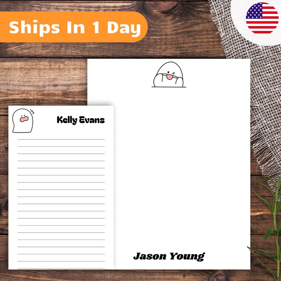 Spooky Ghost Personalized Notepad, Custom Halloween Stationery for Kids ...