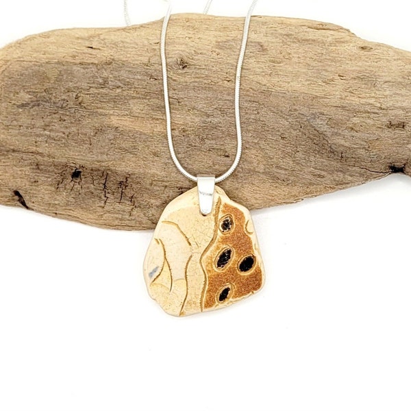 Genuine Sea Pottery Pendant Beach Ceramic Necklace Beach Ceramic Charm Unique Gift Sea Pottery Sea Pottery Necklace