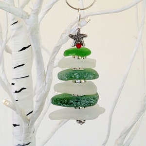 Sea Glass Christmas Tree Ornament/Sea Glass Pine Tree Ornament/Genuine Sea Glass Tree Ornament/11B