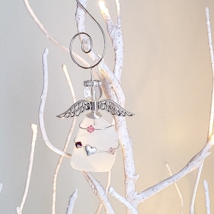 Sea Glass Guardian Angel/Valentine's Day Gift/Sea Glass Angel/Angel Ornament/Christmas Ornament/ Suncatcher/Angel Car Charm