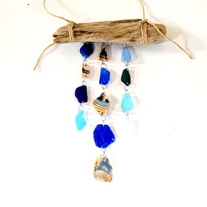 Genuine Sea Glass/Genuine Sea Glass Suncatcher/Mini Sea Glass Suncatcher/Sea Glass Mobile/Lake House Decor/Unique Gift/Gift for Her